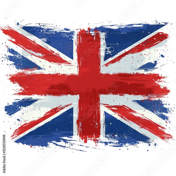 Fototapeta A distressed representation of the United Kingdom flag with a paintbrush effect.