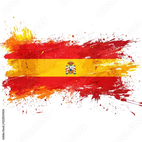 Fototapeta A stylized depiction of the Spanish flag with a paint splash effect.