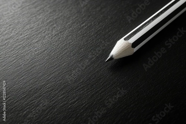 Fototapeta Premium Quality Visual of Black and White Striped Pencil on a Black Paper