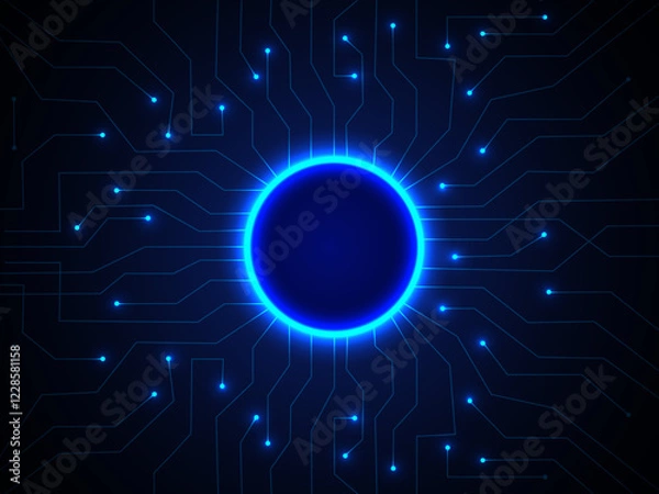 Fototapeta Geometric background and high tech circuit board connection system