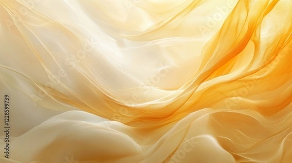 Fototapeta Abstract Draped Gold and Beige Sheer Fabric