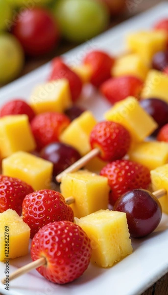 Fototapeta Fresh Fruit Salad with Strawberries and Mango