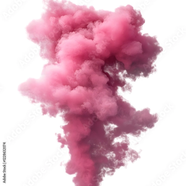 Fototapeta Vibrant Pink Smoke Cloud with Soft Swirling Effect, Isolated on Transparent Background