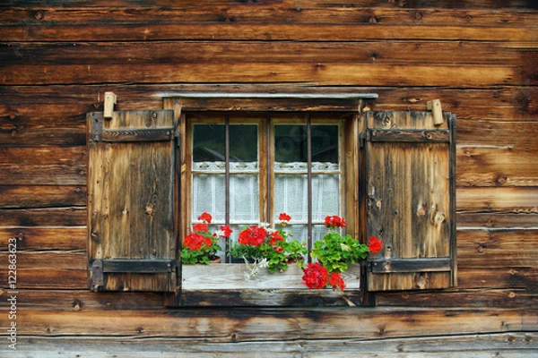 Obraz Window of a mountain hut