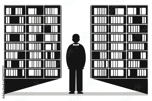 Obraz Bookshelf silhouette vector illustration
