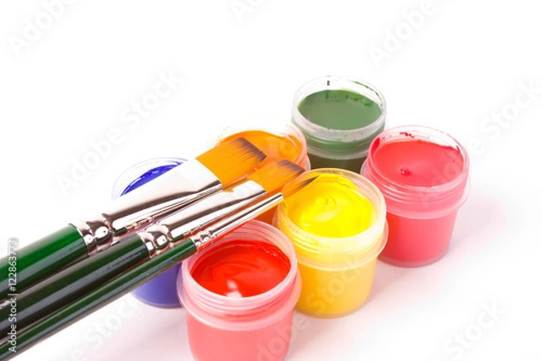 Fototapeta Paintbrushes and color paint
