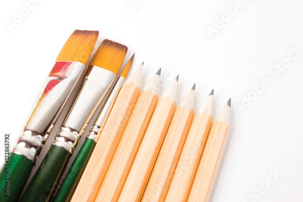 Fototapeta Pencils and paintbrushes