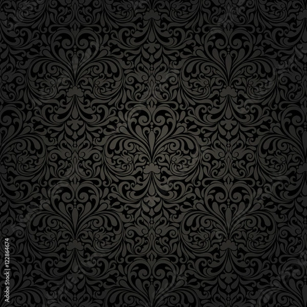 Fototapeta Seamless background of black color in the style of Damascus
