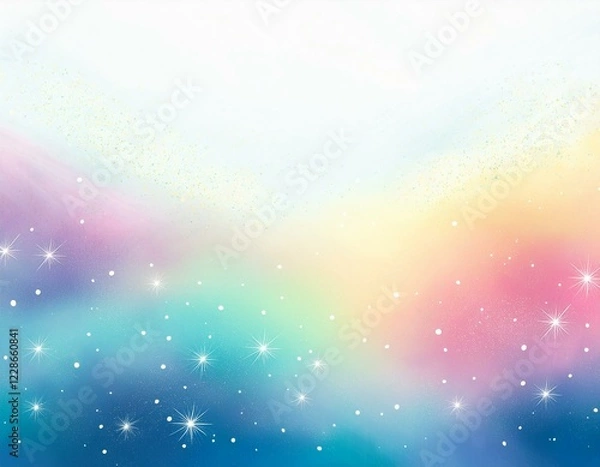 Fototapeta 淡い虹色のカラフルな水彩画