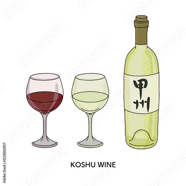 Fototapeta 甲州ワインのイラスト
