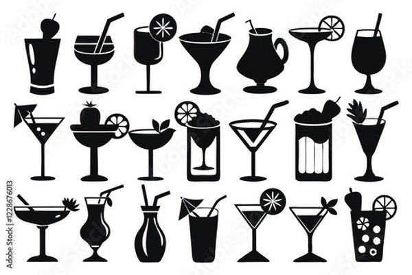 Obraz Cocktail set Collection icon cocktails Vector