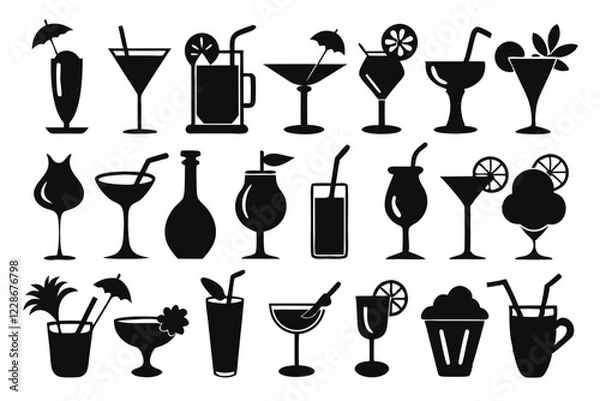 Obraz Cocktail set Collection icon cocktails Vector