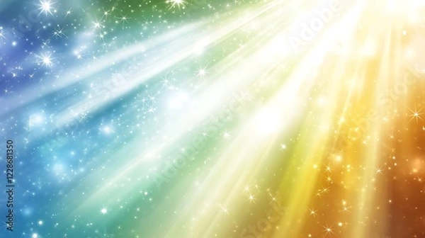 Fototapeta Celestial Rays Illuminate Sparkling Starry Night