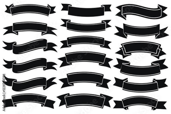 Obraz Set of Black ribbons and banners