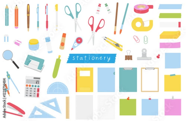 Obraz 文房具のふちなしイラストセット