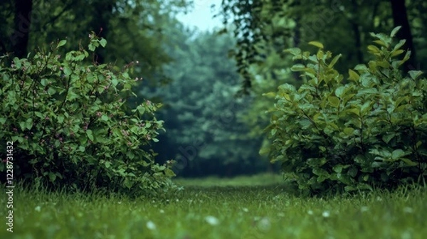 Obraz Lush Green Forest Path  Springtime Nature Background