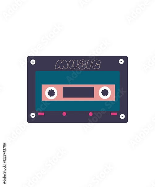 Fototapeta vector music cassette from the old 90s , a rare cassette on a white background in a flat illustration