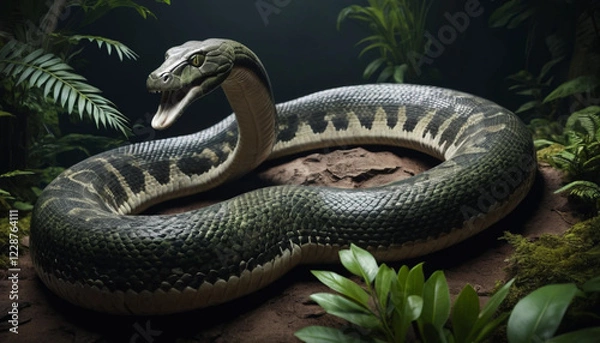 Fototapeta Isolated image of Titanoboa the biggest snake ever generative ai