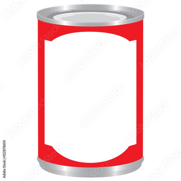 Fototapeta red label aluminium tincan cylinder realistic isolated vector illustration