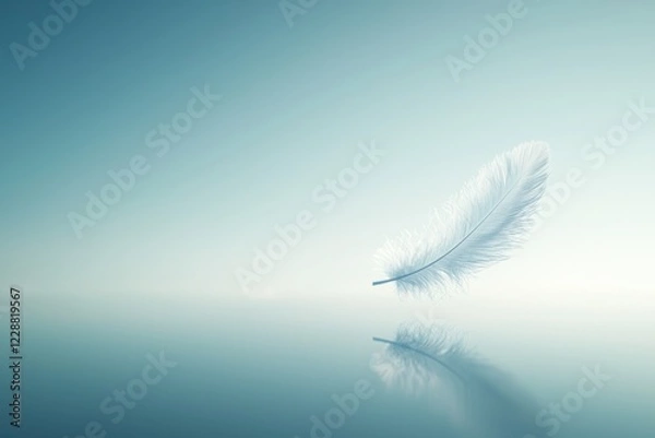 Fototapeta Minimalist nature background with a single floating feather