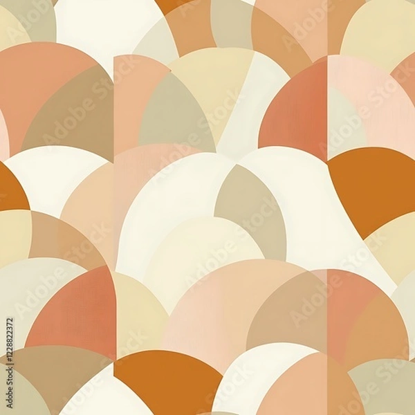 Fototapeta Abstract geometric pattern, soft colors, layered shapes. Possible use wallpaper, fabric design