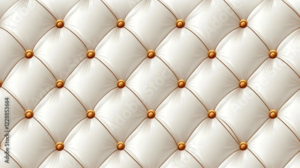 Fototapeta Elegant white tufted upholstery texture background; ideal for interior design websites or magazines