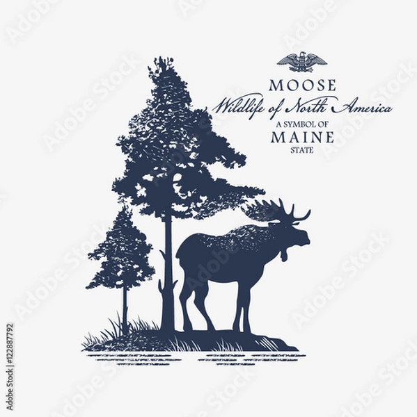 Obraz Лось, животное Северной Америки, символ штата Мэн