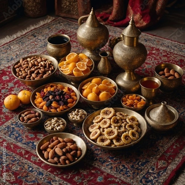 Fototapeta Leonardo_Kino_XL_A_Ramadan_iftar_table_featuring_Moroccanstyle_0Leonardo_Kino_XL_A_Ramadan_iftar_table_featuring_Moroccanstyle_0 