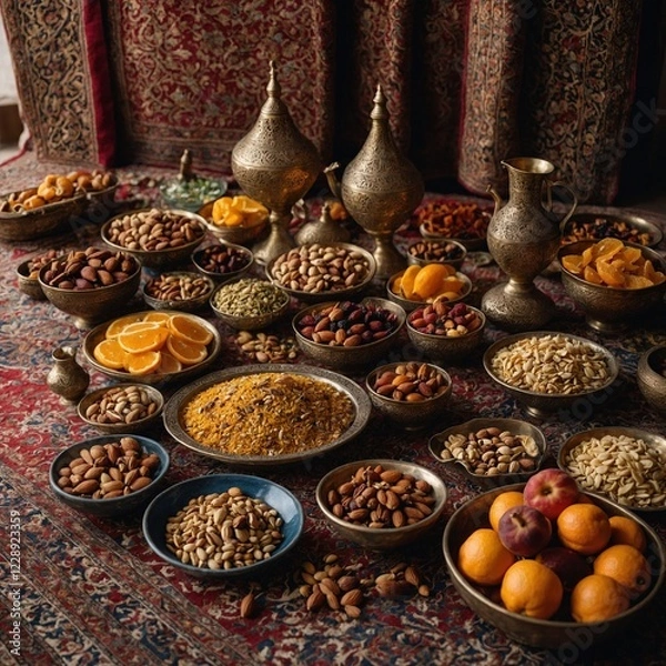 Fototapeta Leonardo_Kino_XL_An_opulent_iftar_feast_with_a_variety_of_Midd_0 