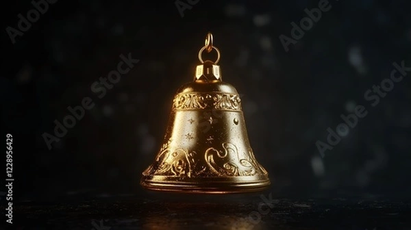 Fototapeta isolated gold bell. 3d bell realistic illustration