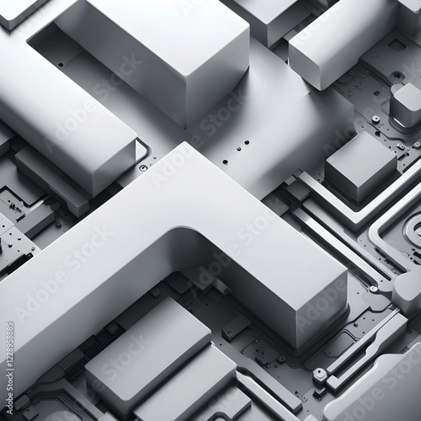 Fototapeta Minimalist illustration, abstract wallpaper as symbol for technical objects, AI generated