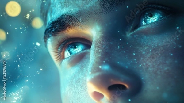 Fototapeta Exploring emotions through eyes abstract setting digital close-up perspective