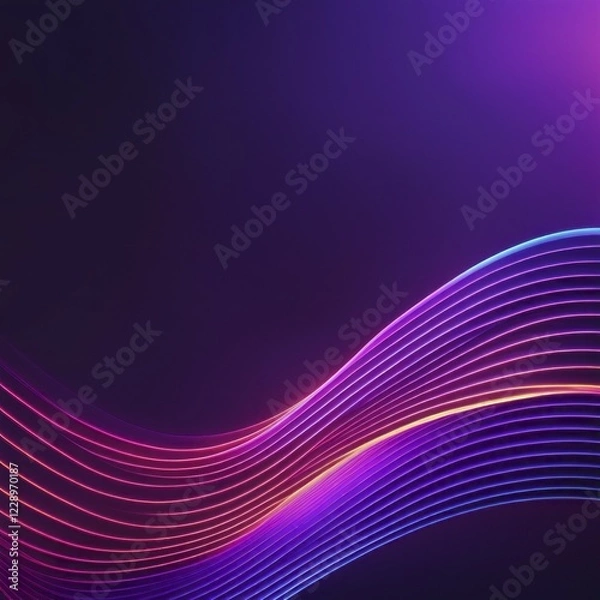 Fototapeta Abstract light waves in purple and pink with gradient colors on a dark background, AI generated