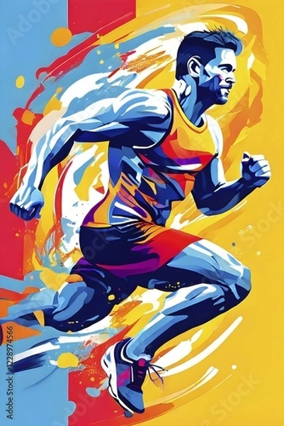 Fototapeta Abstract vibrant illustration capturing fitness and physical well being with bold dynamic lines, AI generated