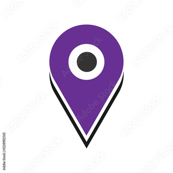 Fototapeta Map pointer with pin icon, Location marker pointer symbol, GPS icon vector illustration