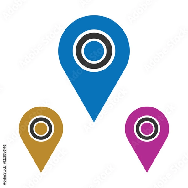 Fototapeta Map pointer with pin icon, Location marker pointer symbol, GPS icon vector illustration