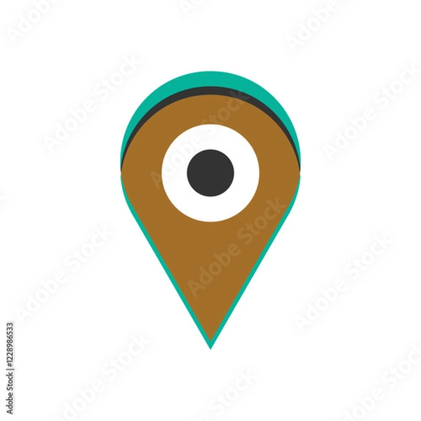 Fototapeta Map pointer with pin icon, Location marker pointer symbol, GPS icon vector illustration