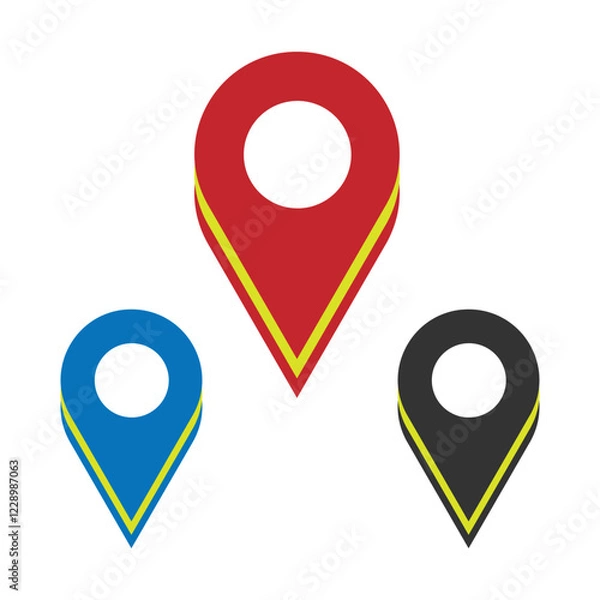 Fototapeta Set of map pointer, location pin place marker, GPS location symbol vector