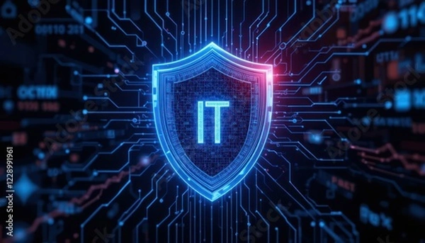 Fototapeta A digital shield with a checkmark symbol, representing cyber security