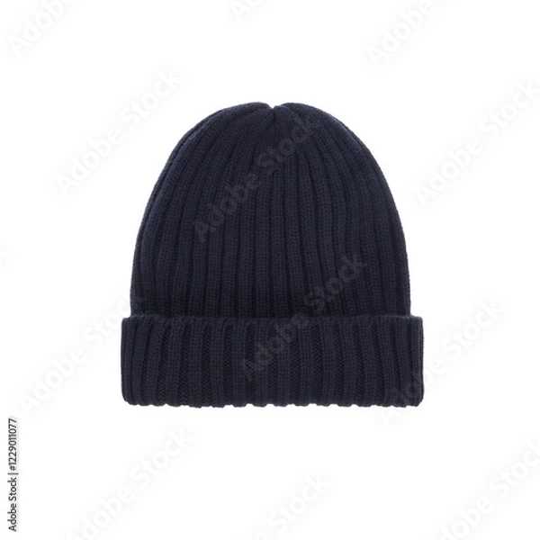 Obraz Navy blue winter hat isolated on white background