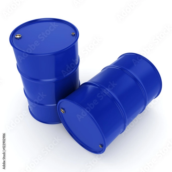 Fototapeta 3D rendering blue barrels