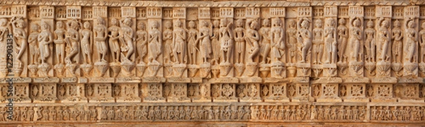 Obraz Carving on the walls of an ancient temple (Hindu)
