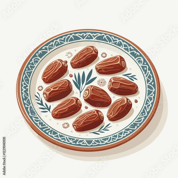 Fototapeta vector illustration of dates on a plate