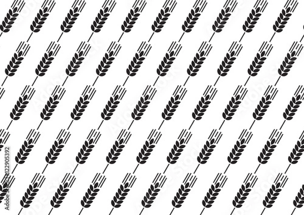 Fototapeta Vector pattern with silhouettes of wheat ears. Natural, organic. Template, background