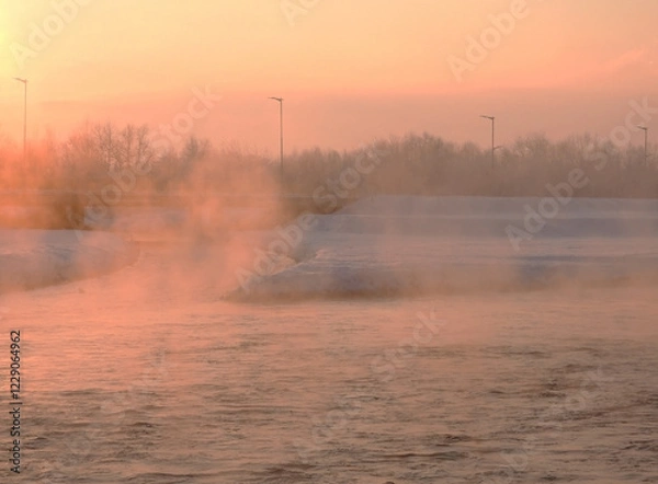 Fototapeta fog on the river 