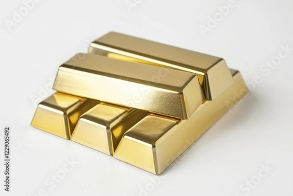 Fototapeta Gold bars on white background. KI generiert, generiert, AI generated