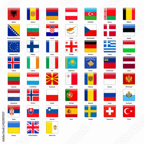Obraz Set of flags of all countries of Europe