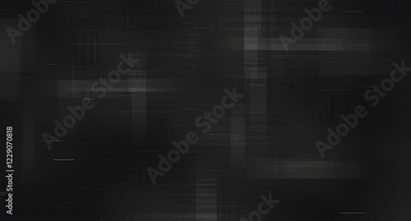 Fototapeta Abstract glitch distortion – Dark gray noise, digital static, pixelated interference