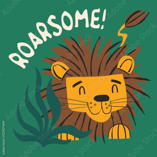 Obraz cute cartoon lion vector