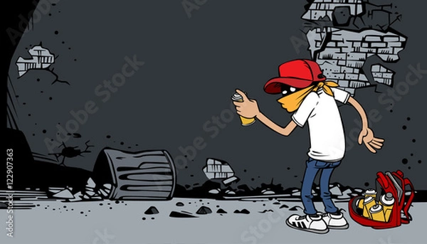 Obraz na wymiar Artysta graffiti w pracy